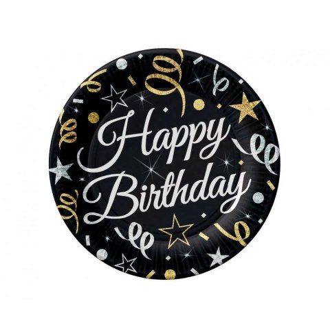 Talerz jednorazowy Happy Birthday papier śr. 180mm 6 szt Godan (PW-THB7)