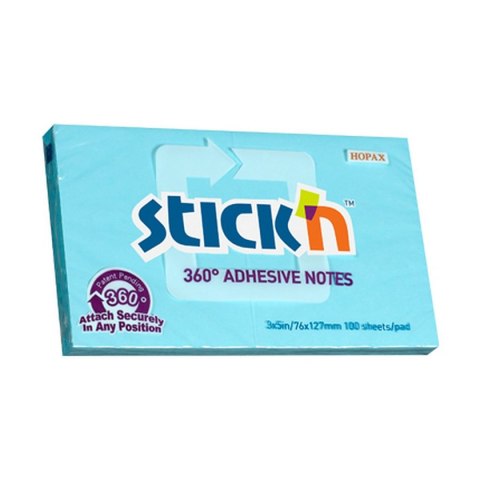 Notes samoprzylepny (karteczki) 360 stopni niebieski 100k [mm:] 127x76 Stick'n (21557)