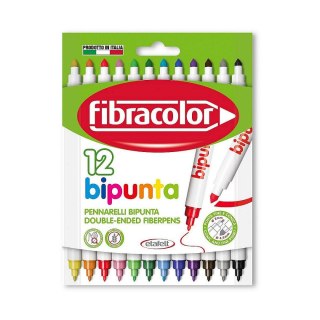 Flamaster dwustronne 12 kol. Fibracolor