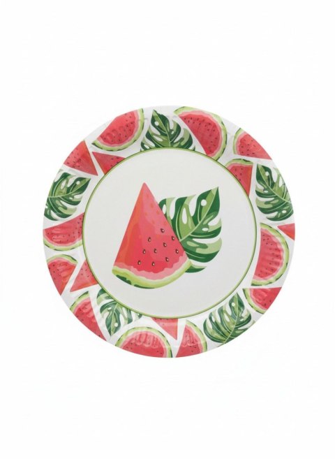 Talerz jednorazowy testy wathermelon papier śr. 230mm 8 szt Paw (PPL8001400)