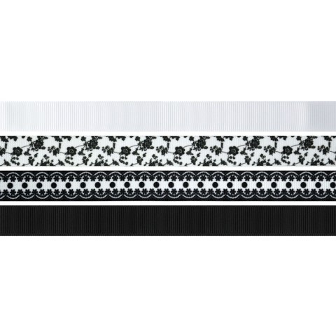 Wstążka Craft-Fun Series zestaw 16x4 [mm x m] biało-czarna Titanum (S1804-5)