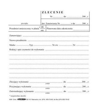 Druk samokopiujący zlecenie 3/4 A5 100k. Stolgraf (M30)