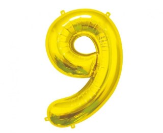 Balon foliowy Cyfra 9, złota, 85 cm 85cal Godan (BC-HZL9)