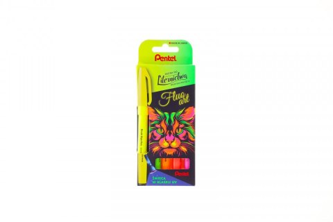 Flamaster Pisak BRUSH SIGN PEN 5 SZT 5 kol. Pentel (SES15C-ST5FLUOPL)