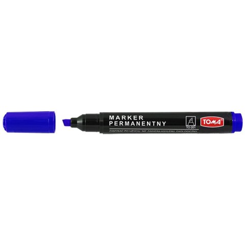 Marker permanentny wkład niebieski ścięta końcówka Toma