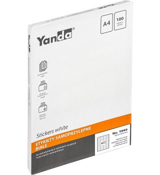 Etykieta samoprzylepna Y005 A4 biała [mm:] 52,5x29,6 Yanda (150-1482)