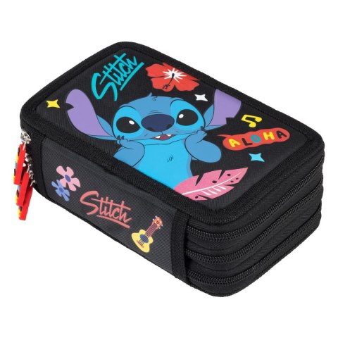 Piórnik STITCH Black ALOHA POTRÓJNY St.Majewski (z wyposażnieniem)