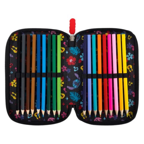 Piórnik STITCH Black ALOHA POTRÓJNY St.Majewski (z wyposażnieniem)