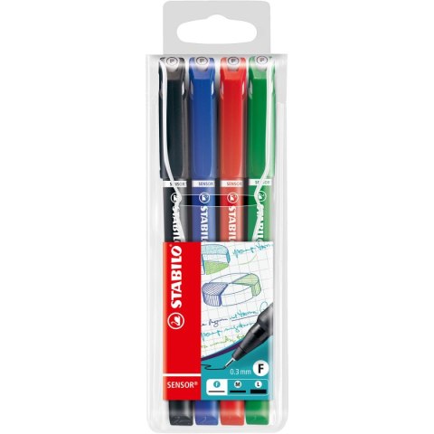 Cienkopis Sensor 189/4 4006381109086 wkład mix 0,3mm 8kol. Stabilo