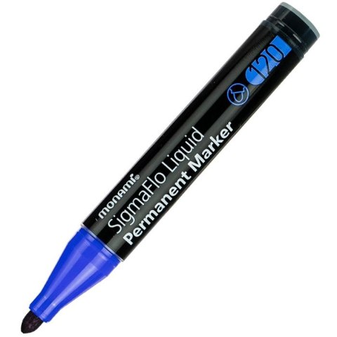 Marker permanentny niebieski wkład niebieski okrągła końcówka Monami