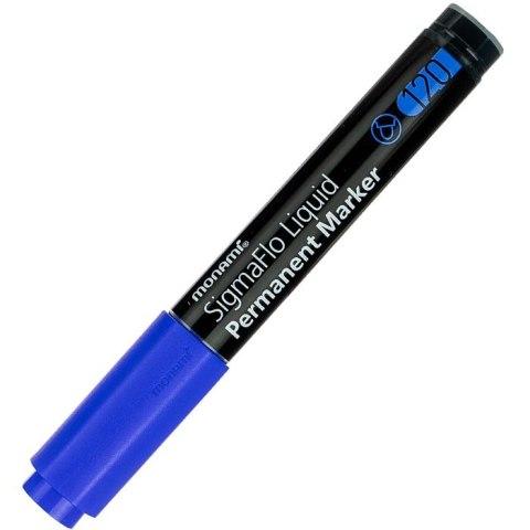 Marker permanentny niebieski wkład niebieski okrągła końcówka Monami