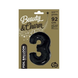Balon foliowy cyfra 3 CZARNA 45cal Godan (FG-C85CZ3)