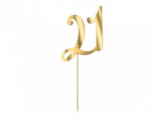 Dekoracja na tort Topper 21, złoty, 20.5cm Partydeco (KPT62-21-019)