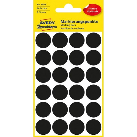 Etykieta do oznaczania kropki śr.18mm CZARNY Zweckform (3003)