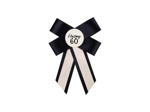 Kotylion na 60 urodziny, kremowo-czarny, 11x17 cm Partydeco (KOP2-60)