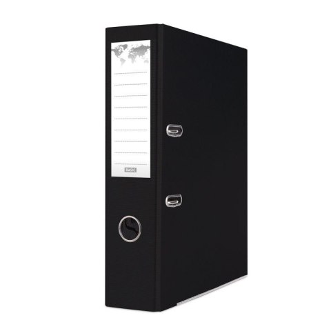 Segregator dźwigniowy z szyną A4 75mm czarny Basic (21024221-05)