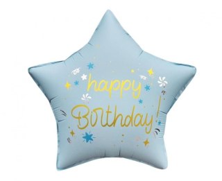 Balon foliowy Happy Birthday, gwiazda matowa j. niebieska 18cal Godan (FG-GHMN)