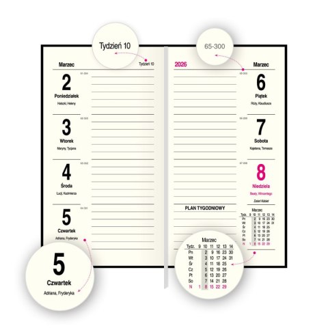 Kalendarz książkowy (terminarz) SLIM 3/4 B6 Press (tygodniowy)