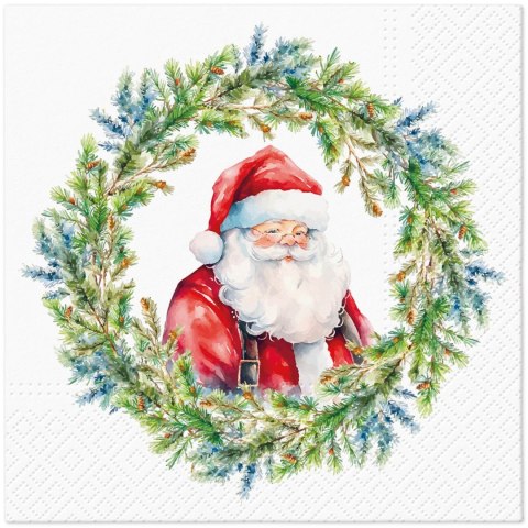 Serwetki Lunch BN Joyful Claus Circle mix nadruk bibuła [mm:] 330x330 Paw (SDL240100)