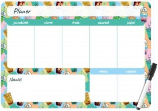 Podkład na biurko BUBBLE TEA PLANER MAGNETYCZNY TYGODNIOWY mix PVC PCW Biurfol (PM-02-37)