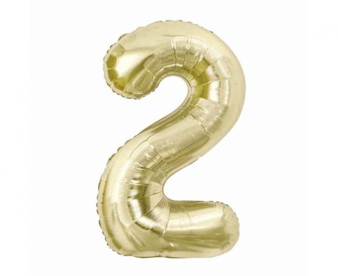 Balon foliowy cyfra 2, szampańska, 85 cm Godan (CH-B8H2)