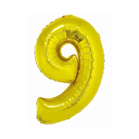 Balon foliowy Smart cyfra 9 złota 76cm Godan (CH-SZL9)