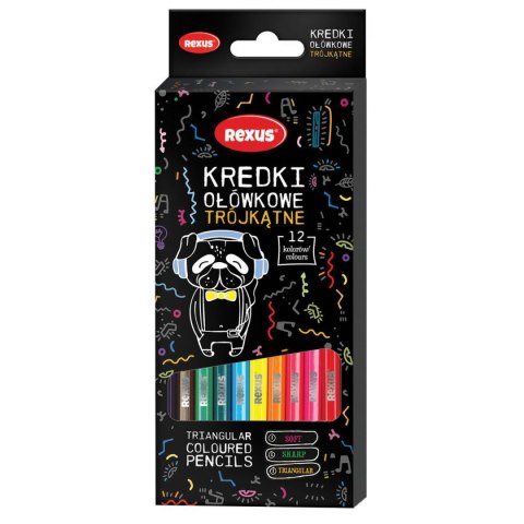 Kredki ołówkowe Rexus Teens trójkątne 12 kol. Rexus