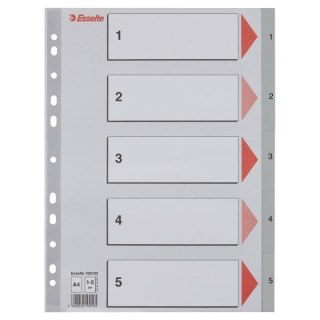Przekładka numeryczna A4 szara 5k 1-5 Esselte (100103)