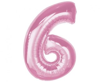 Balon foliowy Smart, cyfra 6, j. różowa, 92 cm Godan (CH-S9J6)