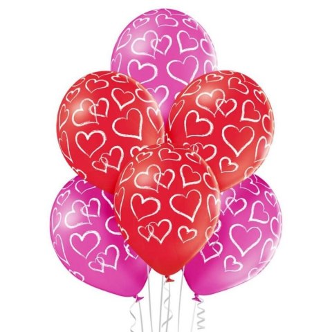 Balon gumowy w serduszka mix 300mm 12cal Godan (BRN_5000280)