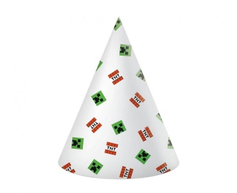 Czapka party Minecraft 6 szt. mix papier Godan (95660)
