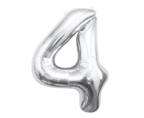 Balon foliowy Cyfra 4, srebrna, 85 cm 85cal Godan (BC-HSR4)