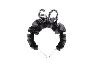 Opaska 60 z falbanką i perełkami Partydeco (OP52-60-010)