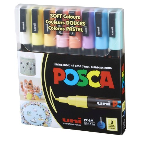 Marker specjalistyczny SOFT COLORS 8 sztuk wkład mix 0,9-1,3mm okrągła końcówka Posca (177313)