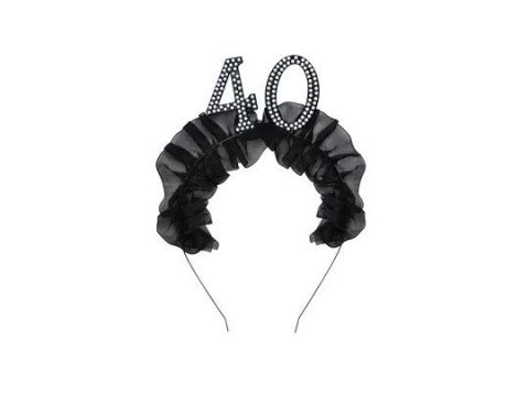 Opaska 40 z falbanką i perełkami Partydeco (OP52-40-010)