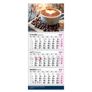 Kalendarz ścienny PREMIUM trójdzielny A4 Press (KAWA)