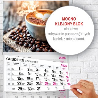 Kalendarz ścienny PREMIUM trójdzielny A4 Press (KAWA)
