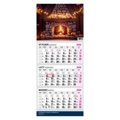 Kalendarz ścienny PREMIUM trójdzielny A4 Press (KOMINEK)