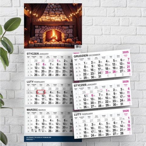 Kalendarz ścienny PREMIUM trójdzielny A4 Press (KOMINEK)