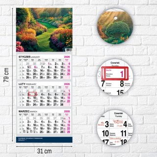 Kalendarz ścienny PREMIUM trójdzielny A4 Press (OGRÓD)