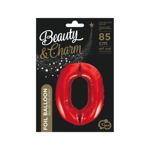 Balon foliowy cyfra 0 czerwona 85cm Godan (BCHCW0)
