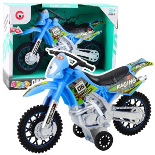 Motocykl Crossowy Off-Road Napęd Światła Dźwięki Niebieski Lean (24214)