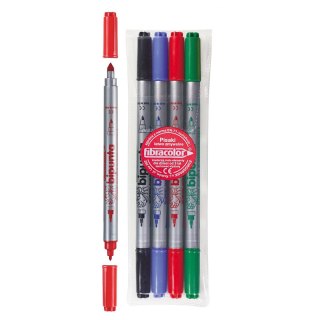 Flamaster dwustronne 4 kol. Fibracolor