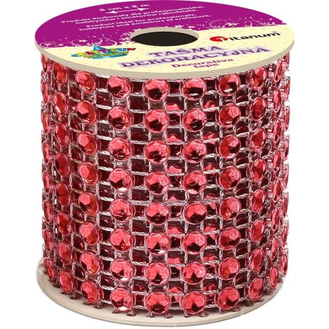 Taśma ozdobna Craft-Fun Series z kryształkami 50x2 [mm x m] czerwona Titanum (PJ512)
