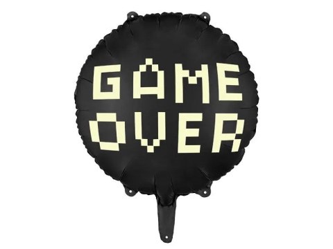 Balon foliowy Game over, 45 cm, czarny 18cal Partydeco (FB226)