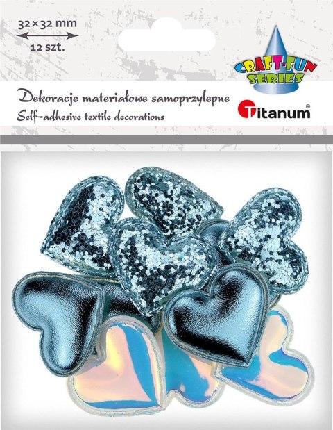 Ozdoba materiałowa Craft-Fun Series serca samoprzylepne Titanum (2324050-light blue)