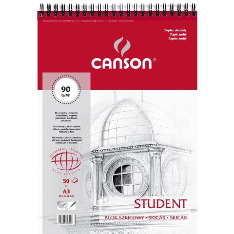 Blok artystyczny Student na spirali A3 90g 50k Canson (100550261)