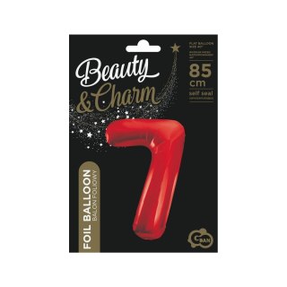 Balon foliowy cyfra 7 czerwona 85cm 40cal Godan (BCHCW7)