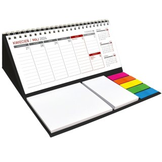 Kalendarz biurkowy tygodniowy MAXI biurkowy z notesem, spiralowany 210mm x 110mm Wydawnictwo Wokół Nas (KB 044 B czarny)