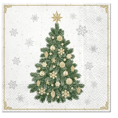 Serwetki Lunch frosty tree biała papier [mm:] 330x330 Paw (SDL011400)